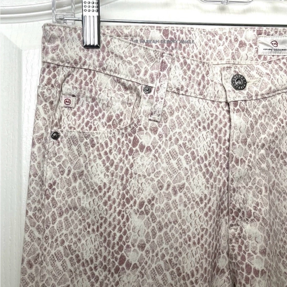 AG Farrah Skinny Jeans 28 Mauve Python Print High Rise NWOT